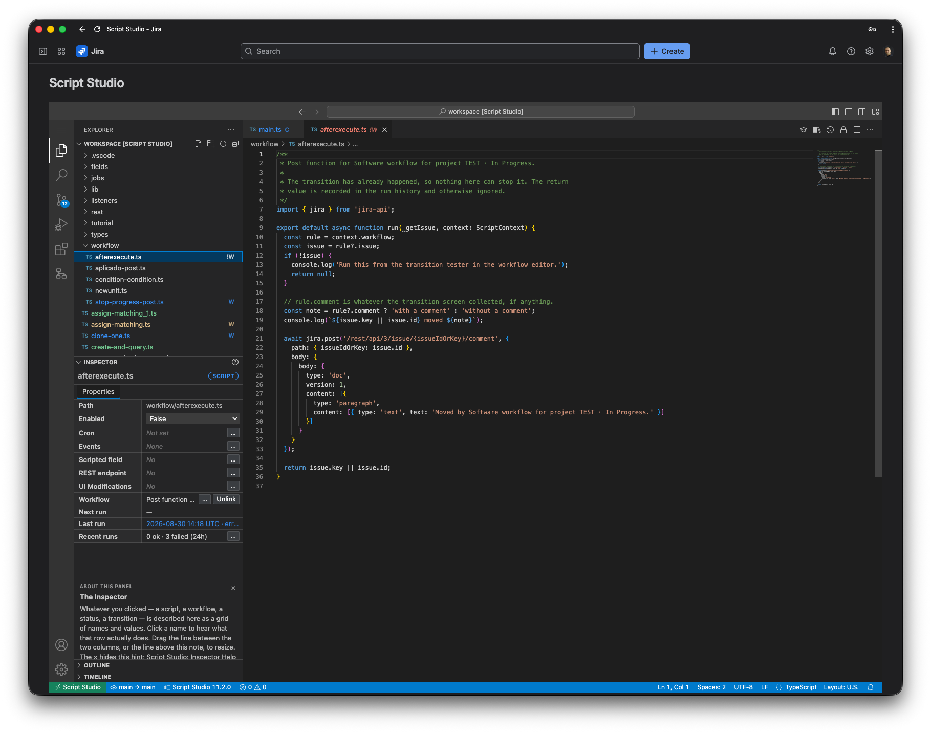 Captura de Script Studio for Jira en Jira Cloud